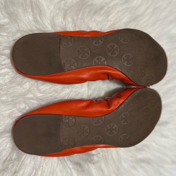 Tory Burch Orange Leather Tassel Scrunch Ballet Flats 7.5 - Picture 14 of 14